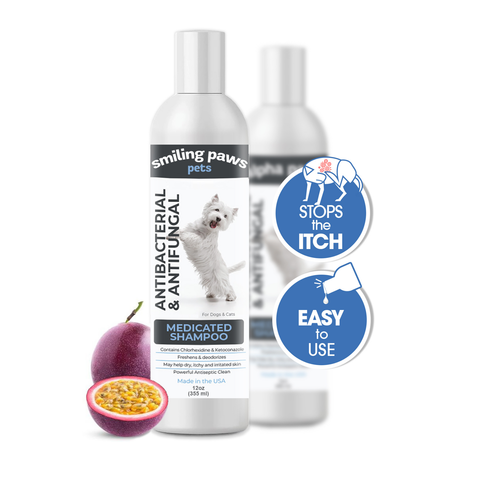 Medicated Shampoo for Dogs Cats Passionfruit Scent – Smiling