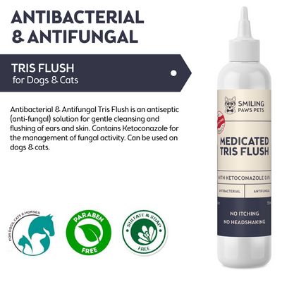 Advanced+ Veterinary Cat & Dog Ear Tris Flush – Medicated Ketoconazole Formula with fast relief from infections