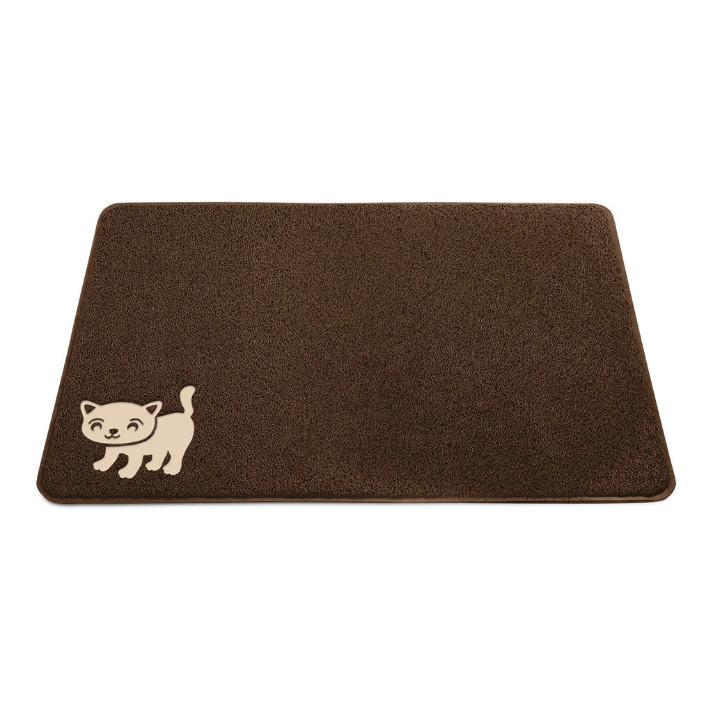 Cat Litter Mat Extra Large With Scatter Control in Brown - Smiling Paws Pets